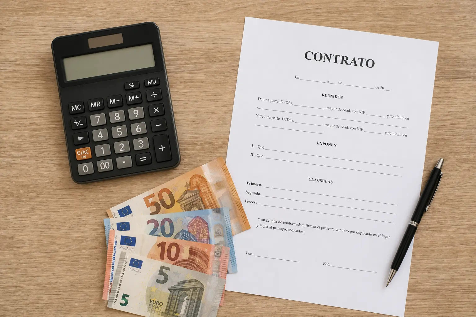 Contrato inmobiliario sobre la mesa