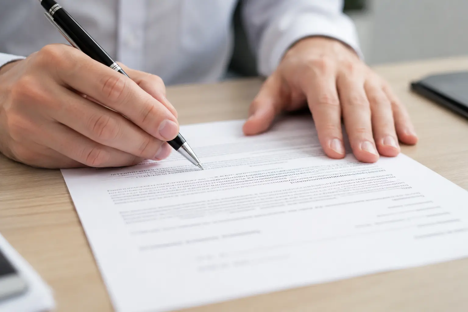 Detalle de contrato inmobiliario revisado con atención