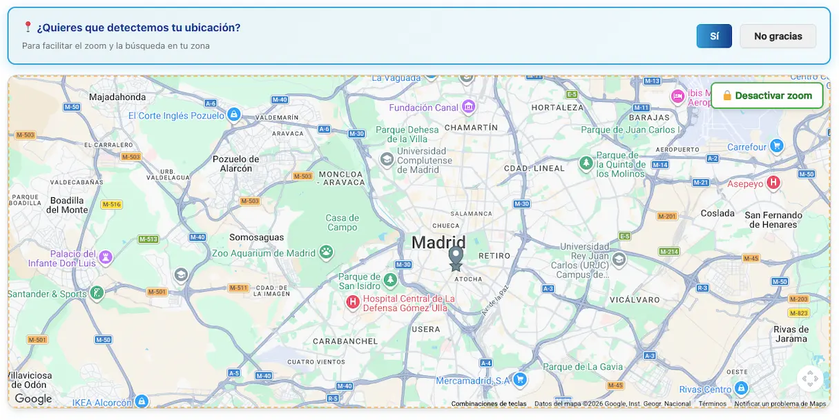 Marcador de la habitación en el mapa interactivo de Zoomubik