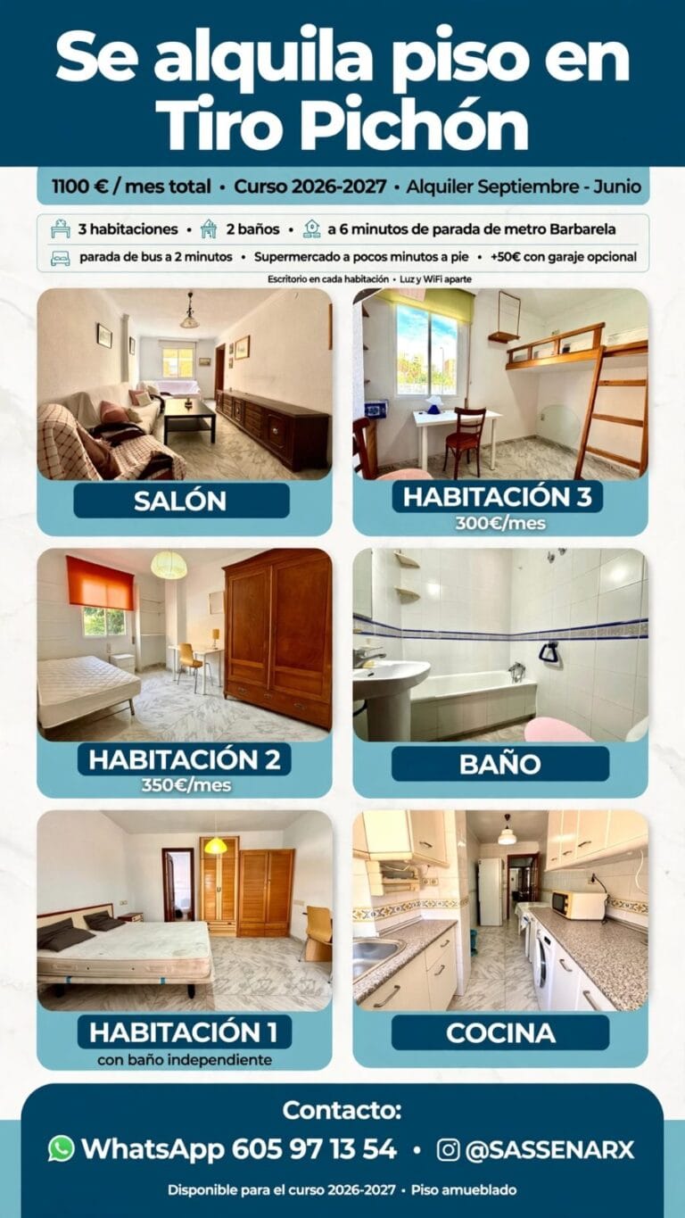 PISO EN TIRO PICHÓN DE 3 HABITACIONES Y 2 BAÑOS PARA TEMPORADA ESCOLAR